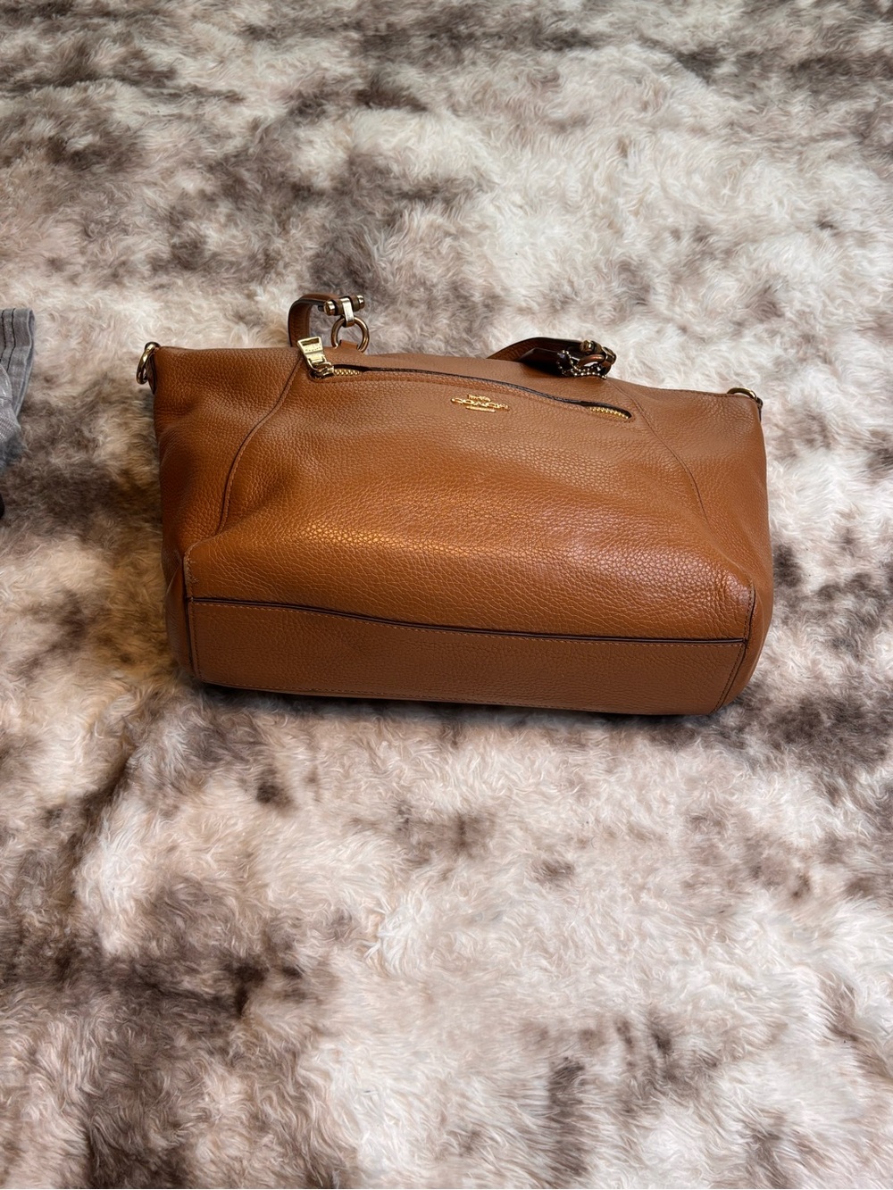 Coach Pebbled Leather Tote in Cognac Brown - Picture 8 of 11